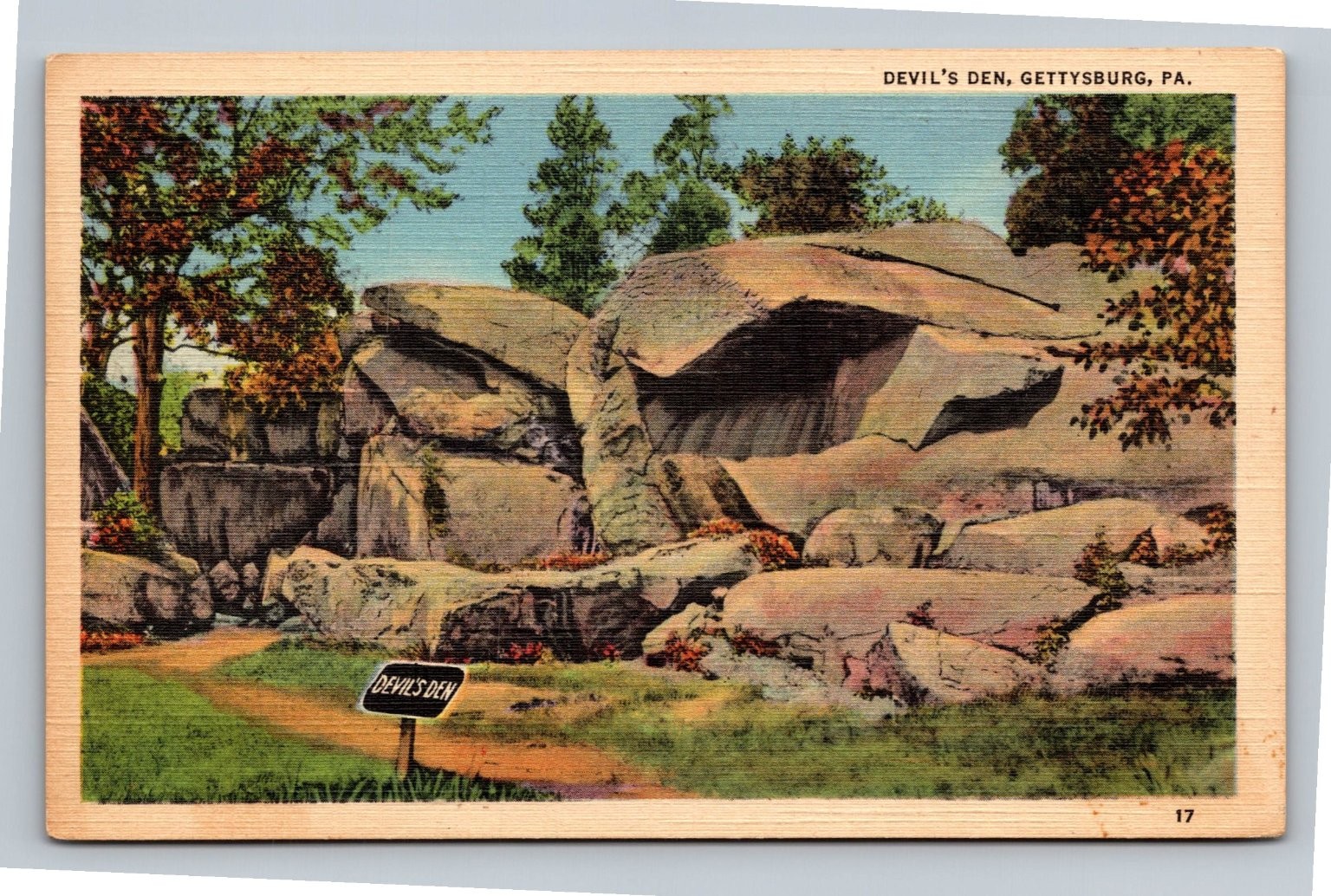 Vintage Devil’s Den Gettysburg PA Linen Postcard Marken & Bielfeld