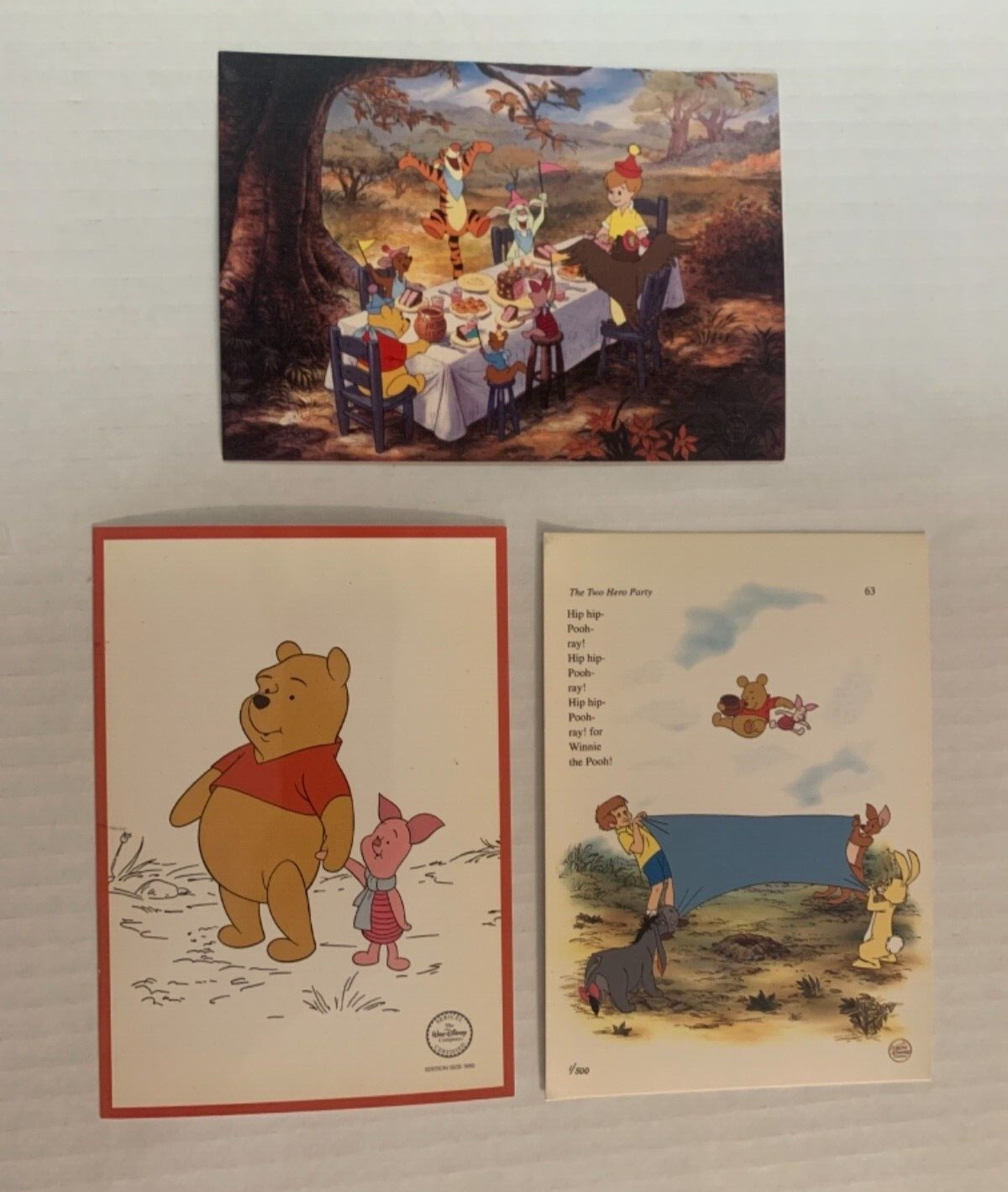 Disney Animation Art Postcards Winnie the pooh bear Lot of 3