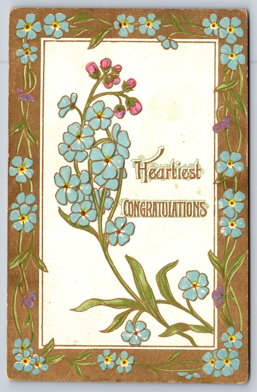 Vintage Postcard, Flower, Congratulations, divided back