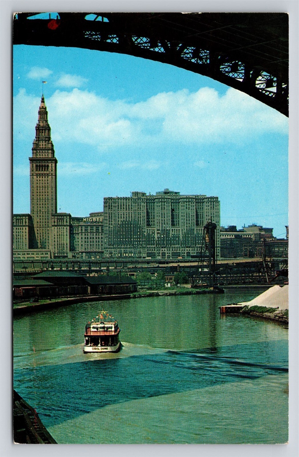OH Cleveland Ohio Terminal Tower Group & Cuyahoga River Vintage Postcard 1960s