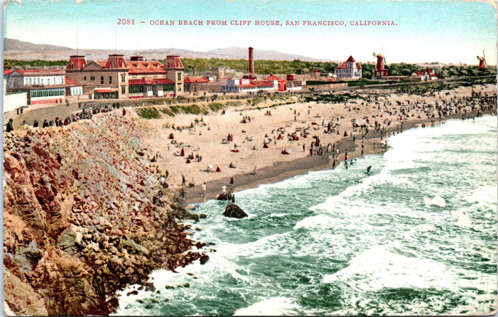 Postcard San Francisco California Ocean Beach from Cliff House – Pmrk 1910