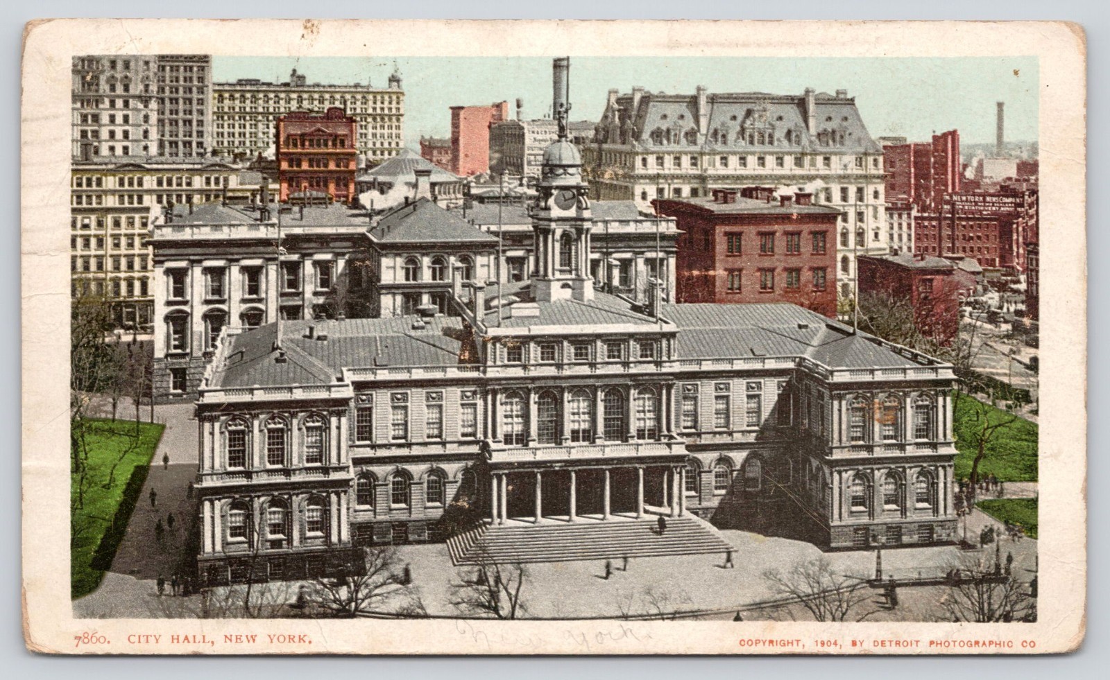City Hall Manhattan New York City NYC NY Postcard 1907 UDB Undivided Back