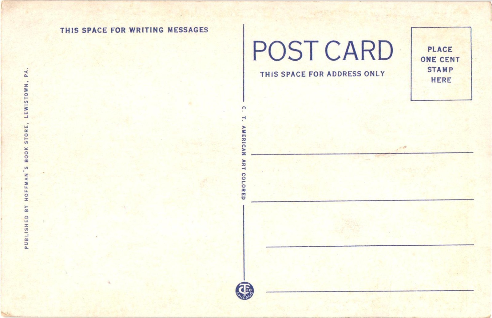 Lewistown PA Monument Square Trolley White Border Postcard c1921 Unused