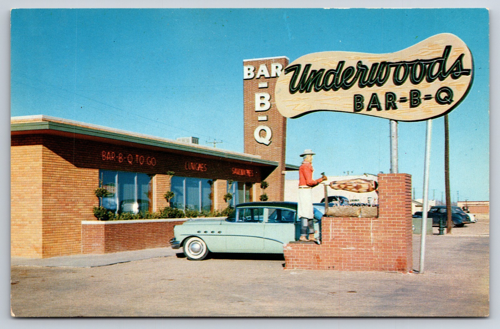 Underwood’s Bar-B-Q Restaurant Amarillo Texas TX Route 66 c1950 Postcard