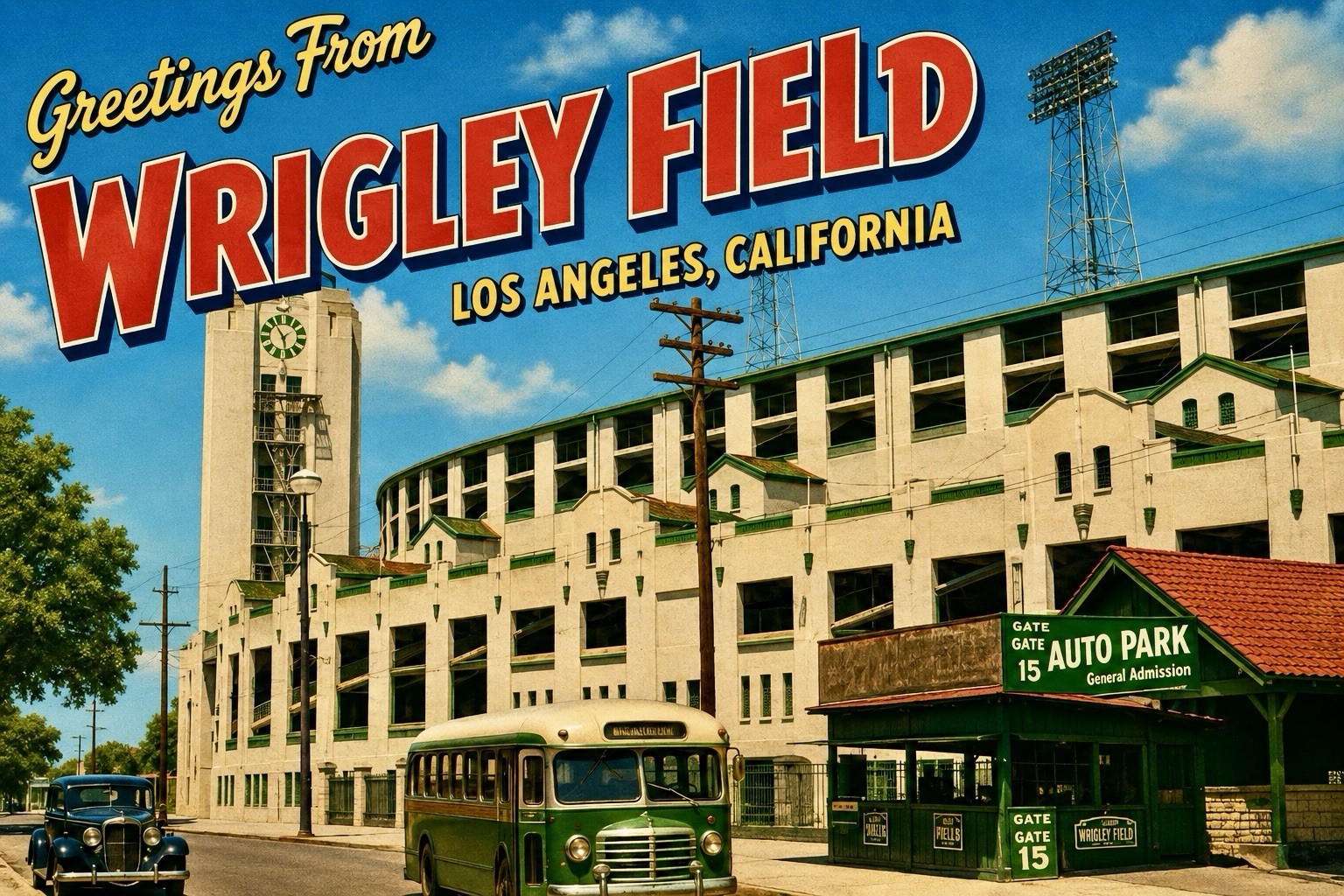 Wrigley Field – Los Angeles California Baseball Stadium Modern Postcard C801