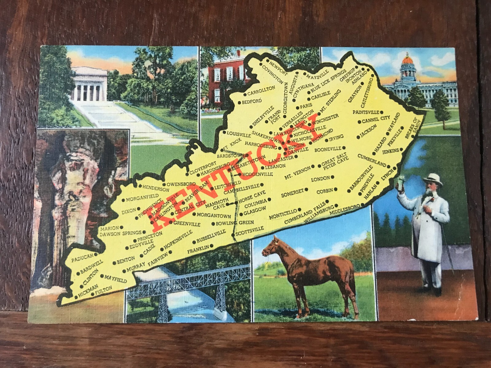 Map of Kentucky Multi Theme Postcard