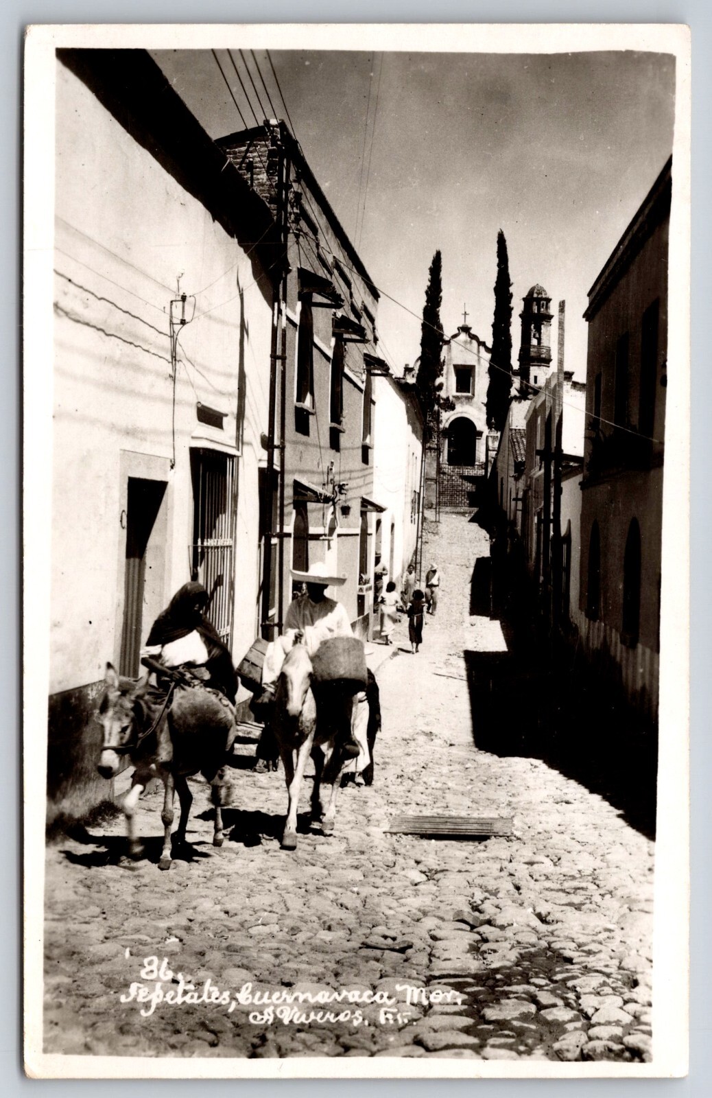Callejuela de Los Tepetates Cuernavaca Morelos Mexico Vtg RPPC Postcard Donkey