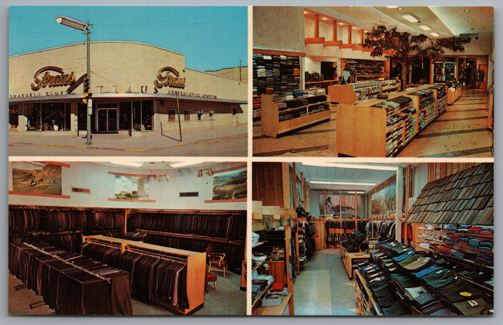 Valley City ND Straus Clothing Co Store Interior Men’s Fashion c1962 Postcard