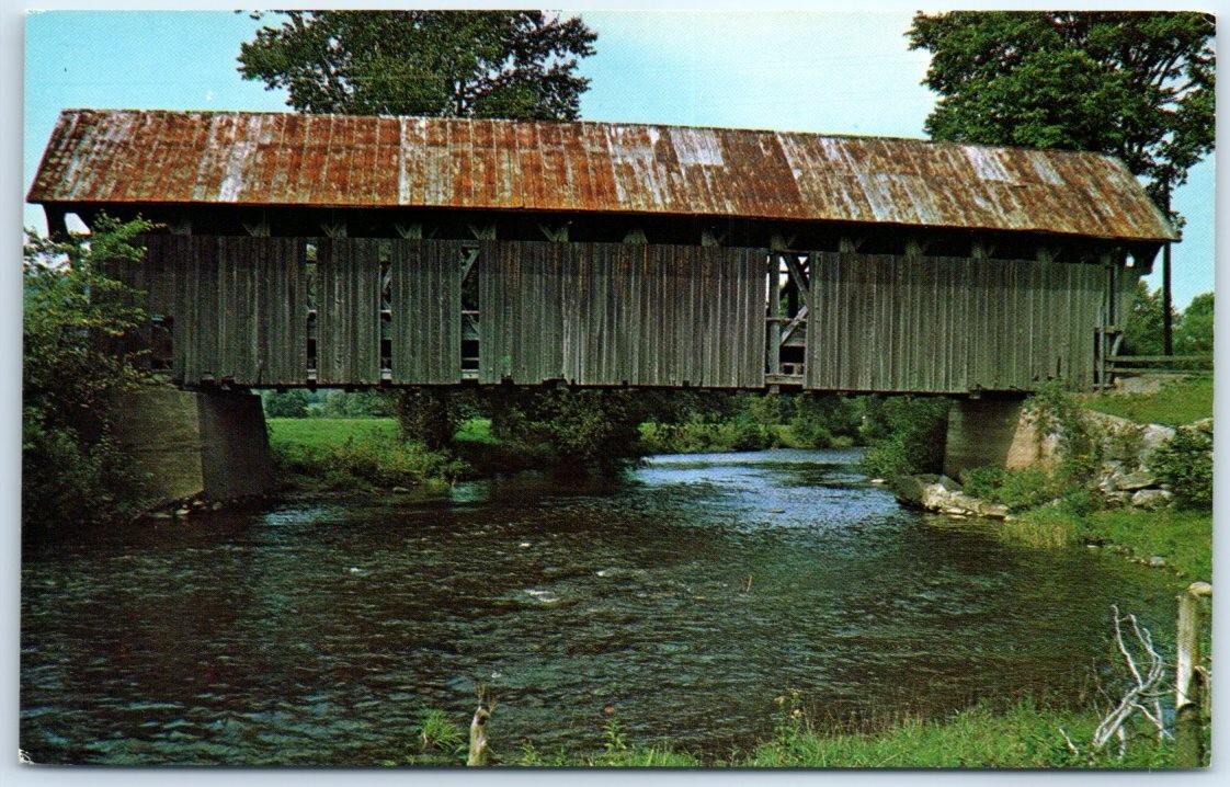 Postcard – Old Covered Bridge Spanning the Black River, Coventry, Vermont, USA
