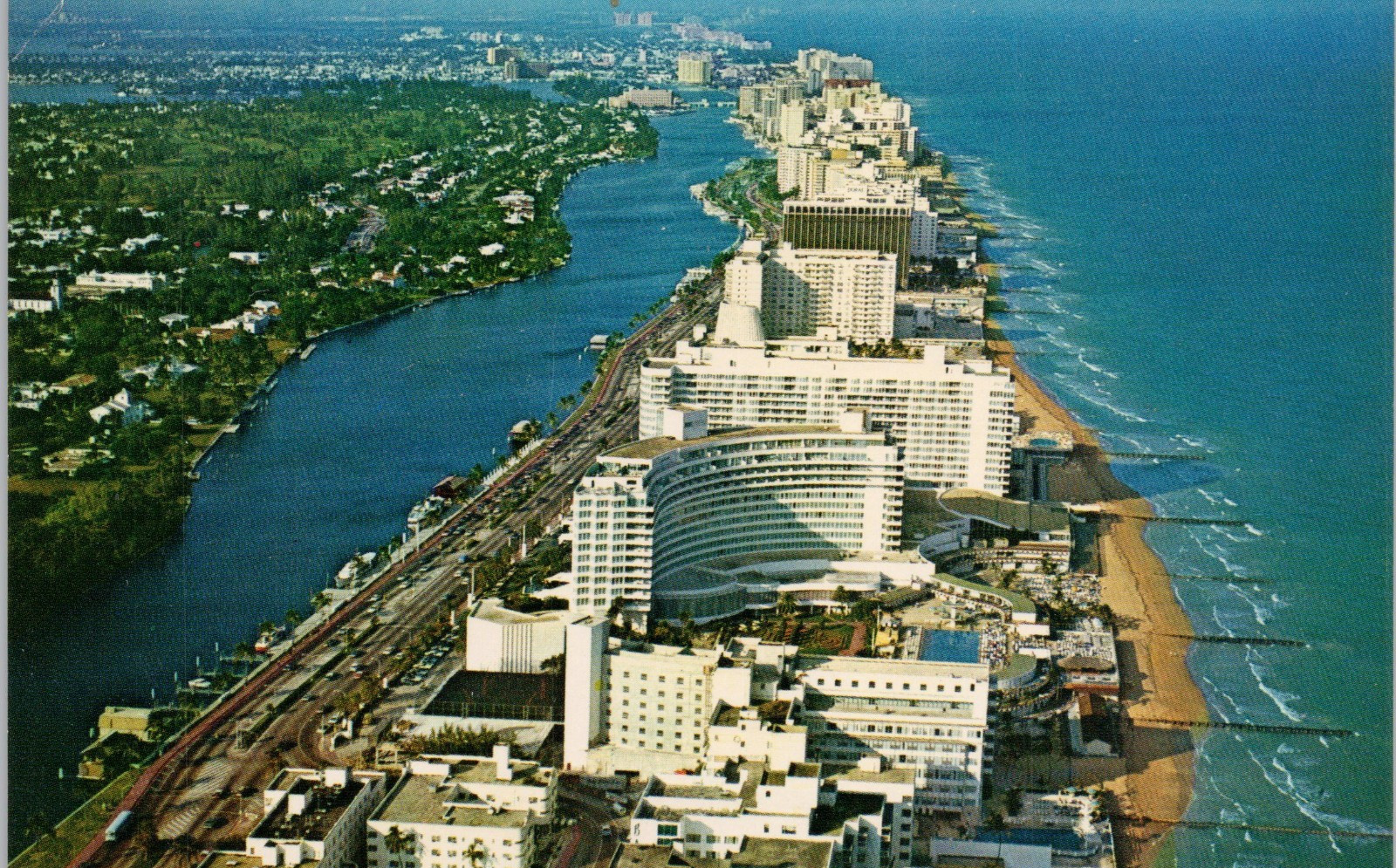 Postcard Miami Beach Florida Aerial View of Fabulous City and Beach 6×4
