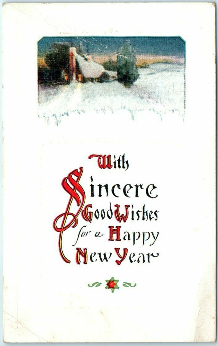 Postcard – Snow Scene Art Print – Holiday Greeting Card – Happy New Year