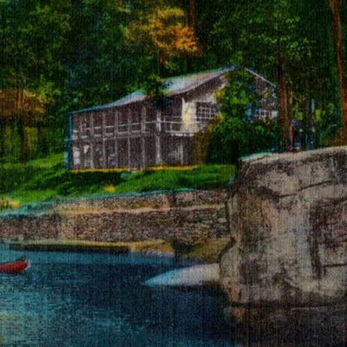 Vintage Postcard Summer Lakeside Homes In Heart Of Mountains Carolinas Canoe