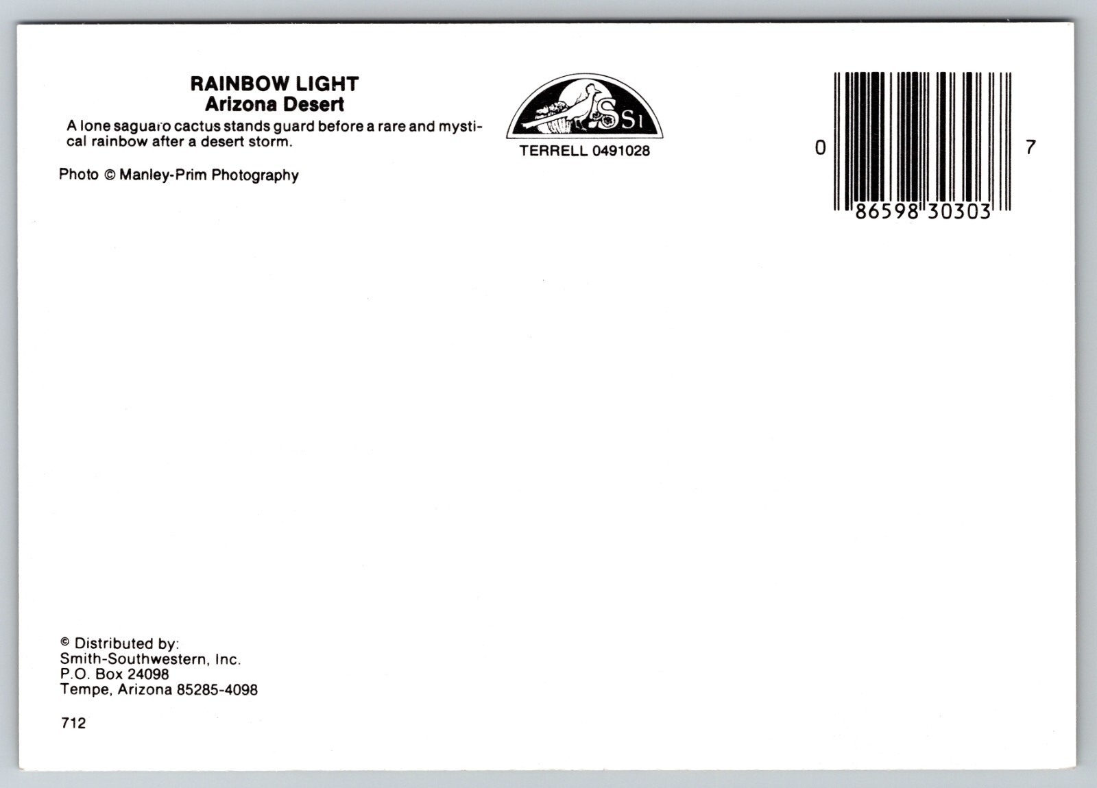 Rainbow Light Arizona Desert Postcard UNPOSTED