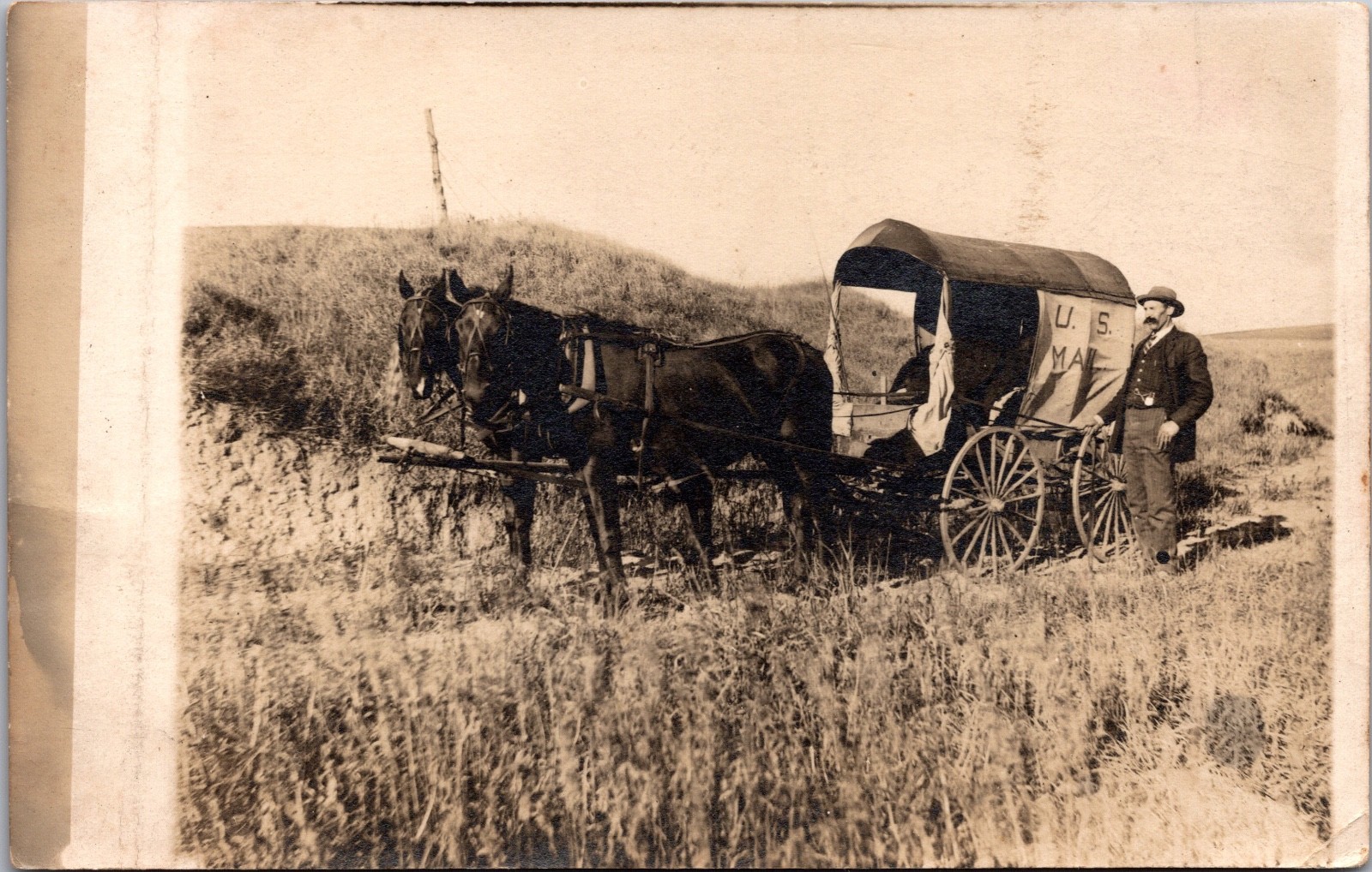 US Mail Star Route Wagon Real Photo Postcard Elton Nebraska Rural Carrier