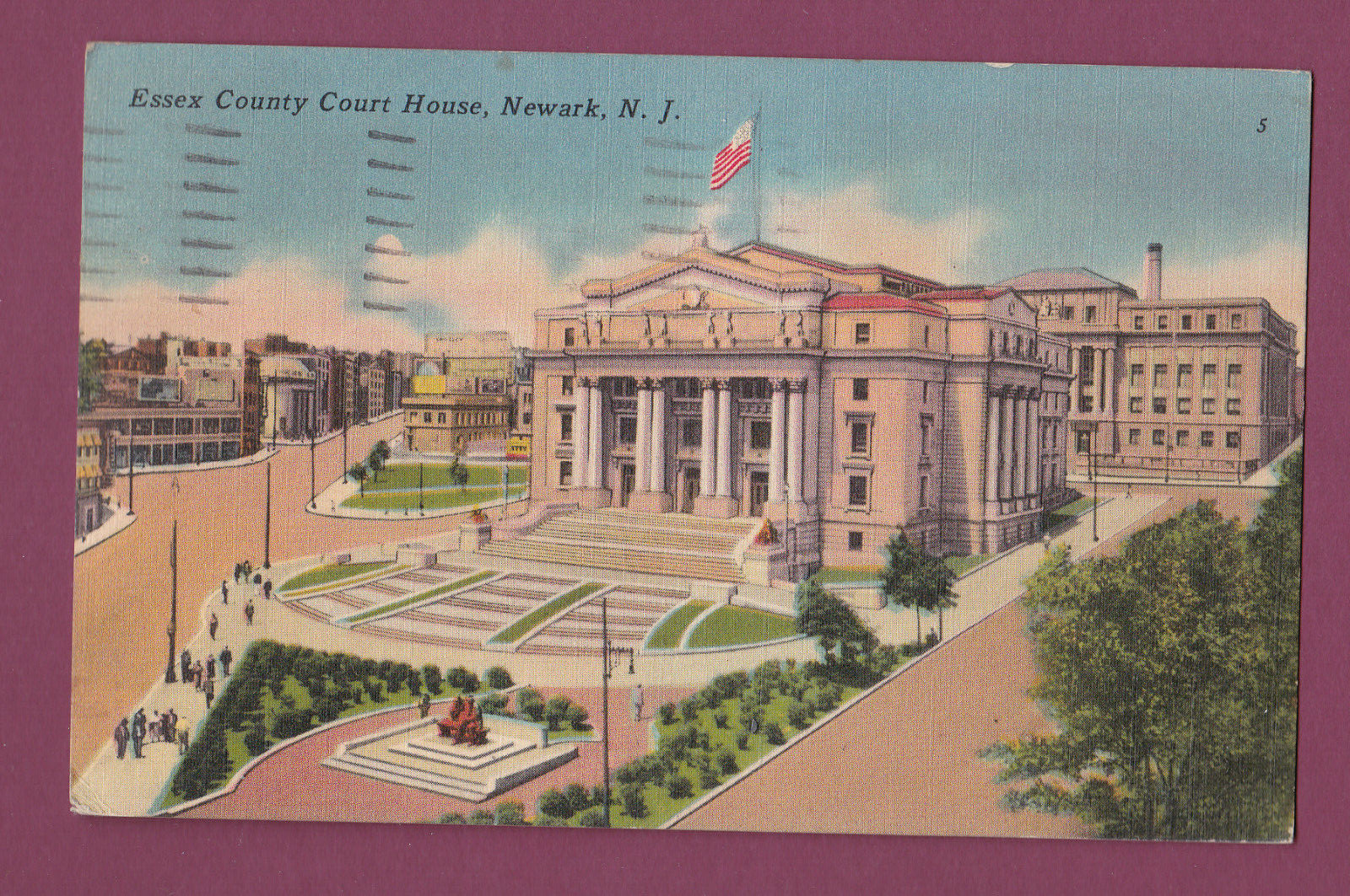 NEW JERSEY, NEWARK, ESSEX COUNTY COURT HOUSE VINTAGE PC. USED 2896
