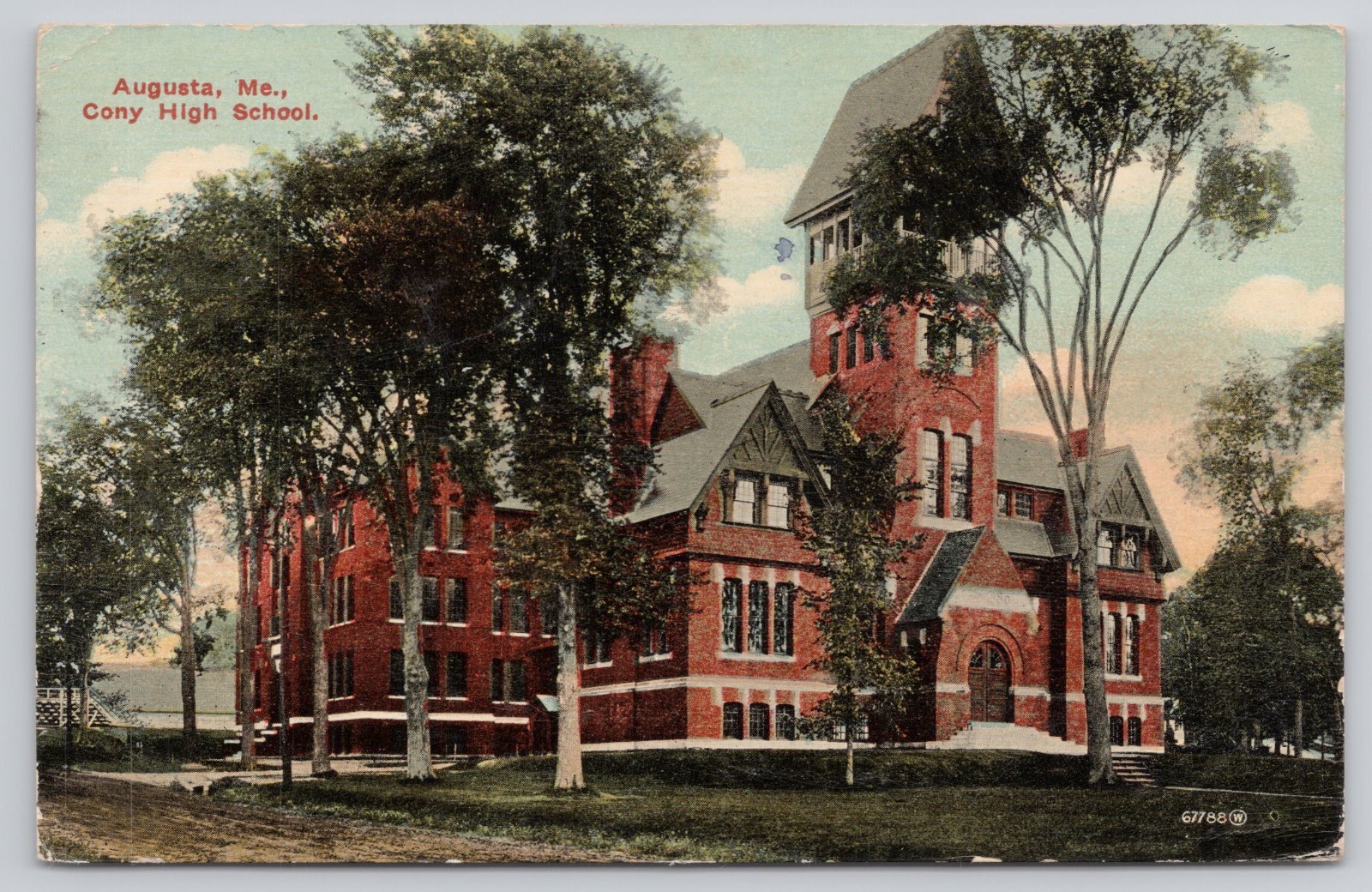 Augusta ME Maine Cony High School 1914 Postcard