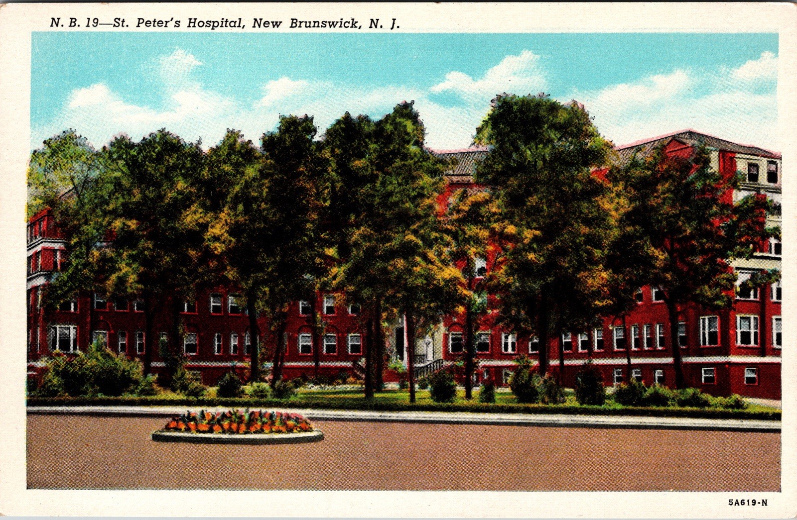 Postcard St Peter’s Hospital New Brunswick New Jersey Linen Unposted