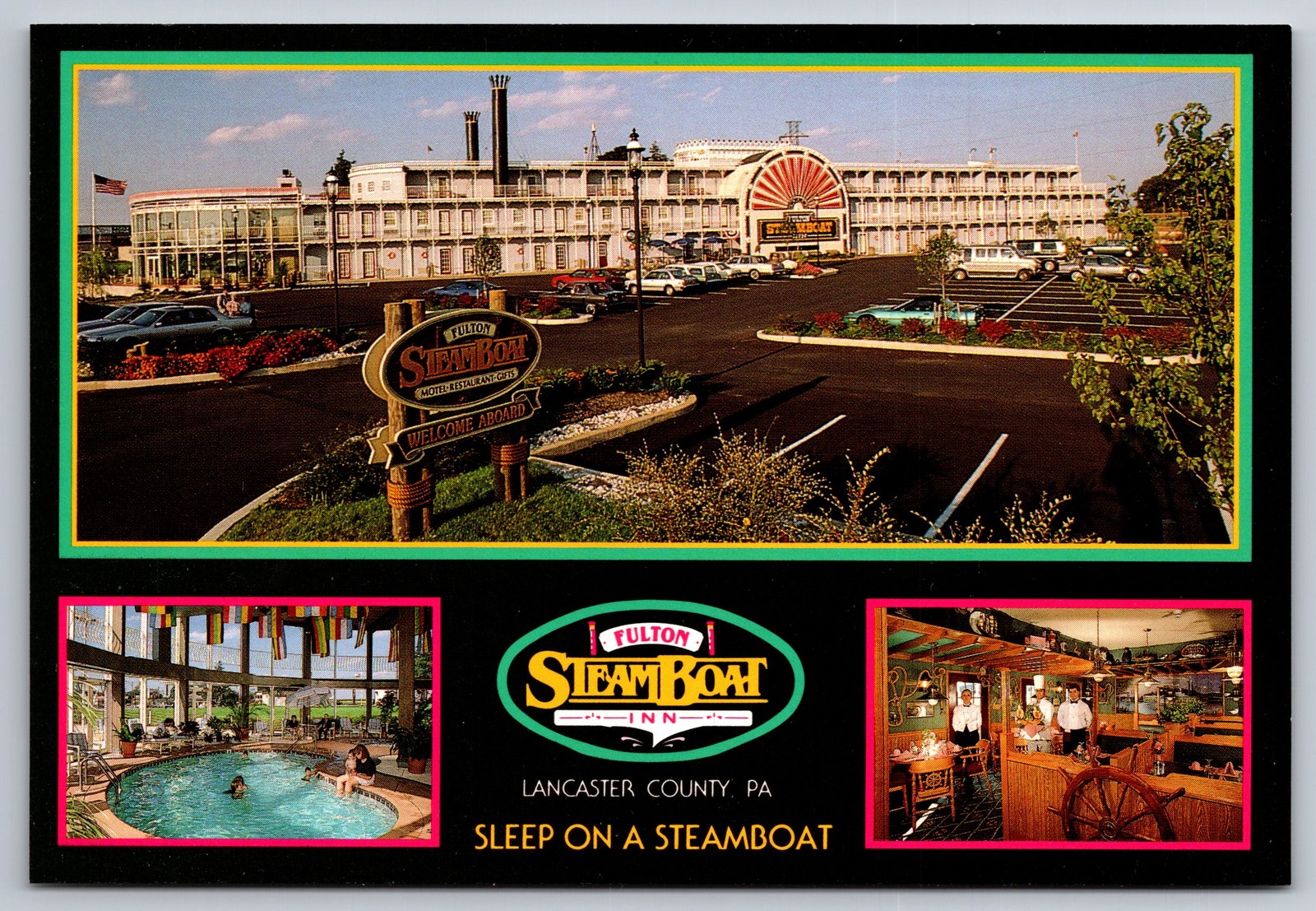 Postcard Fulton Steamboat Inn Lancaster County PA Sleep on a Steamboat 1994