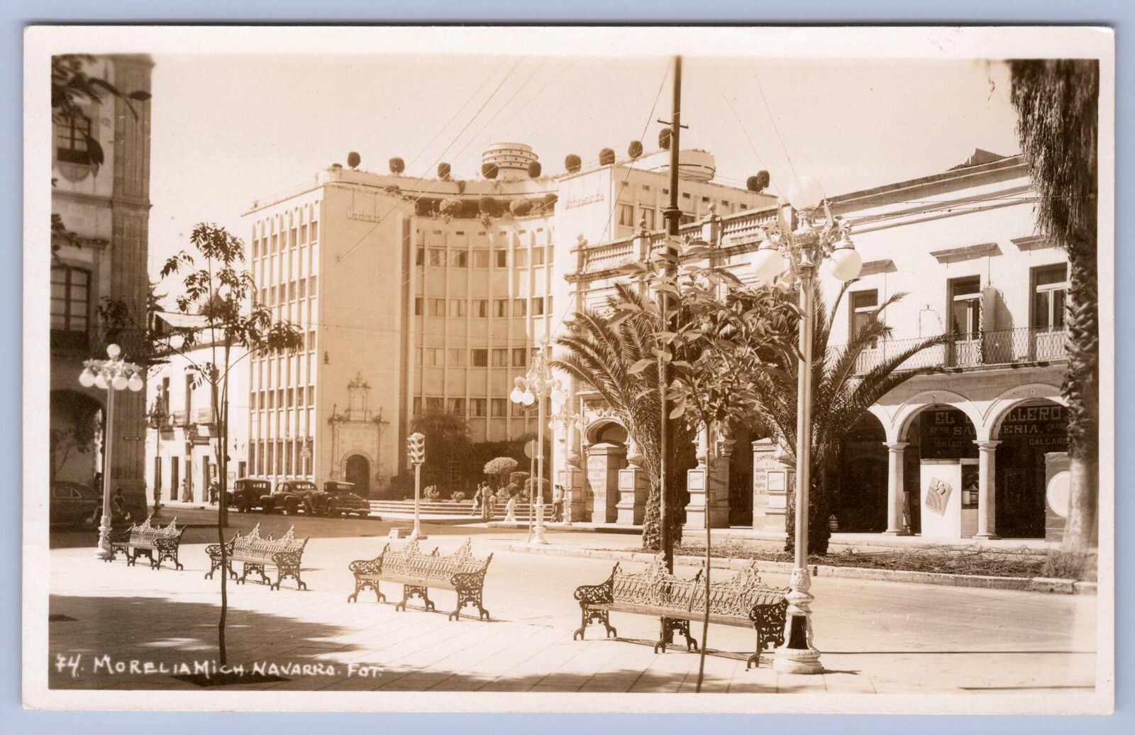 1940s Hotel Alameda Morelia Michoacán Mexico Navarro Real Photo RPPC Postcard