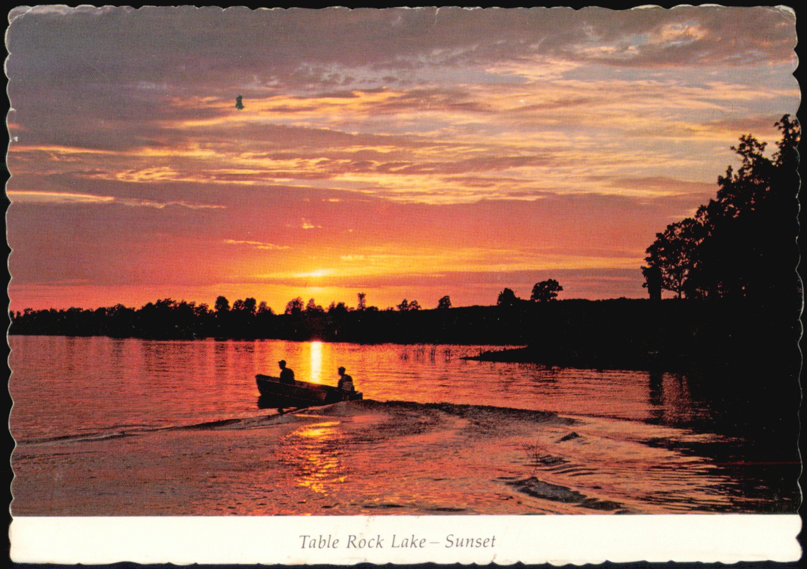 Table Rock Lake, Missouri MO Lake Sunset, Arkansas 1974 Kimberling City Vintage