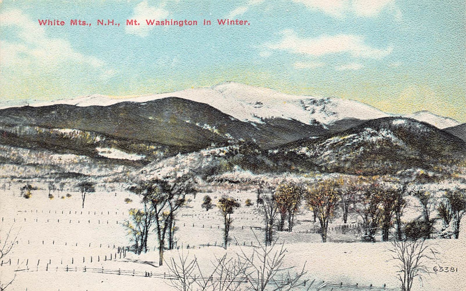 Mount Washington NH Coos County White Mountains Winter Snow Vtg Postcard D27