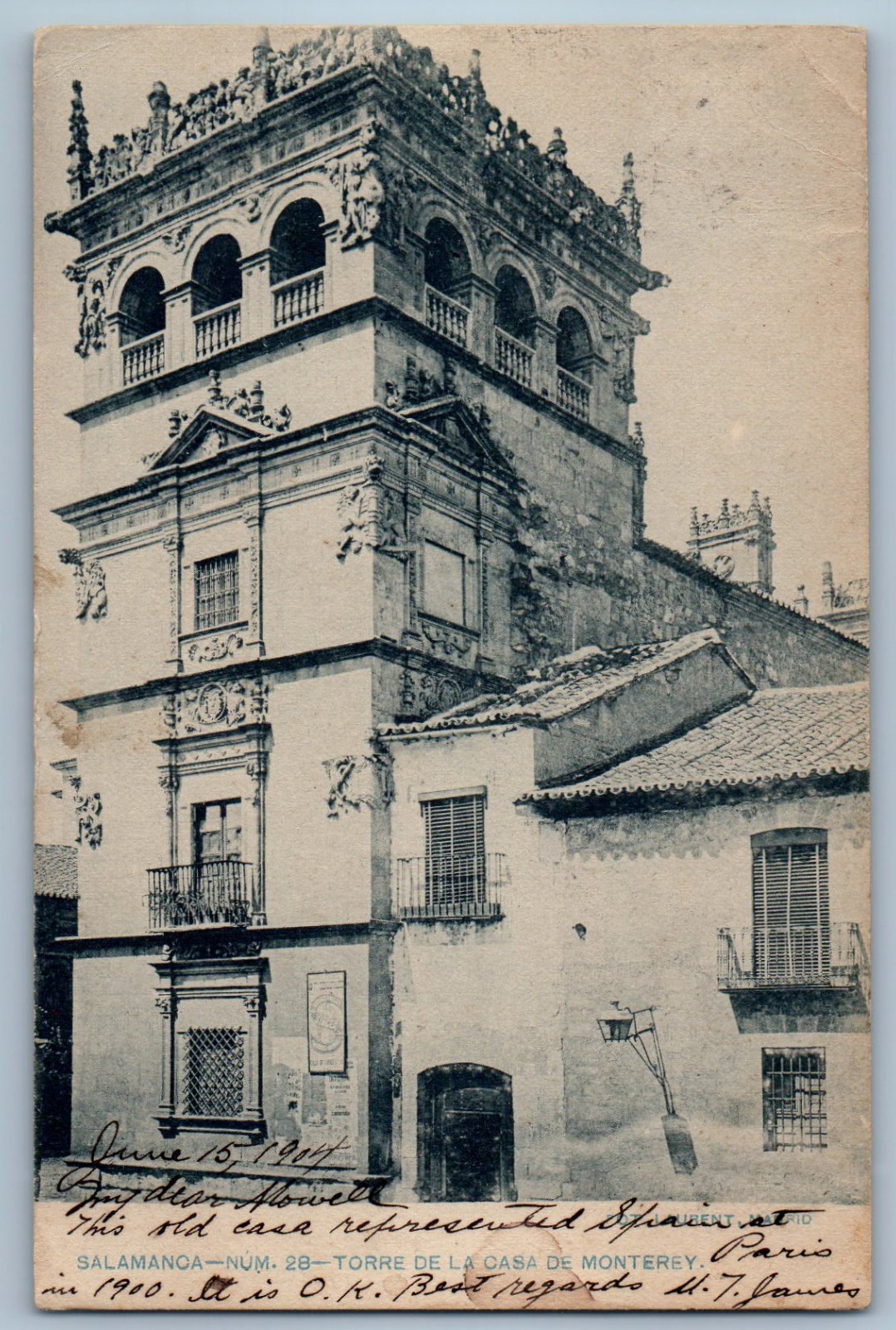 Salamanca Castile and León Spain Postcard Monterrey House Tower c1904 RPPC Photo