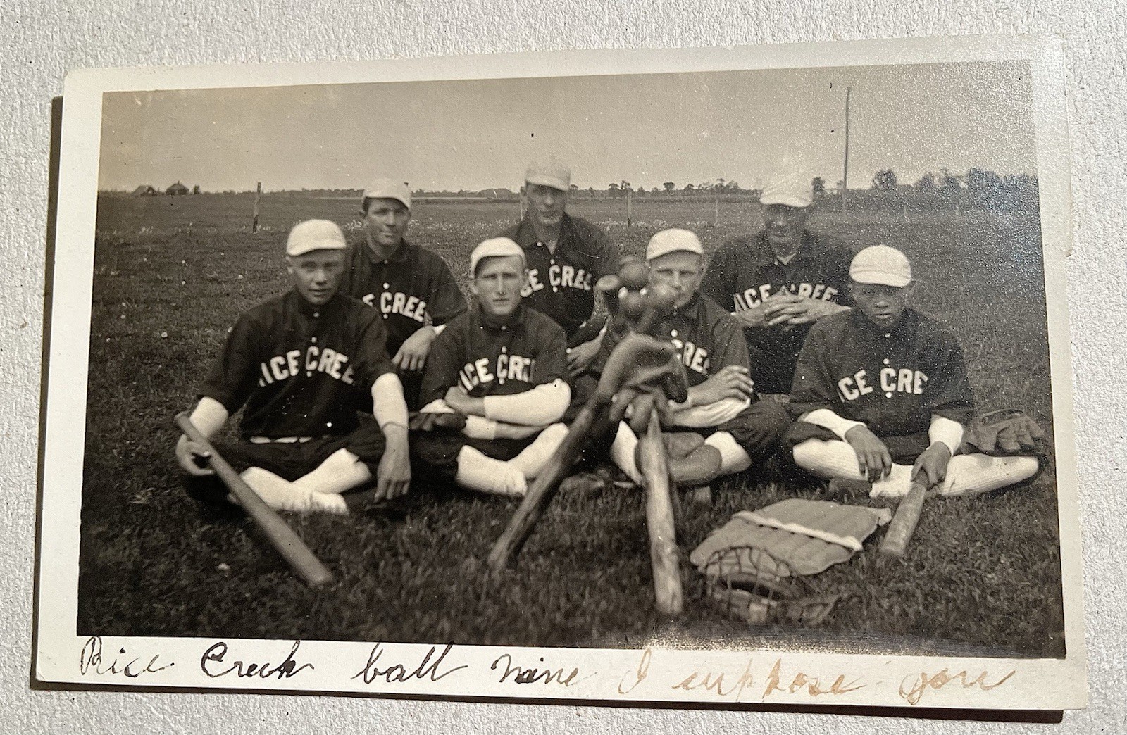 Early 1900’s Baseball Team postcard Rice Creek Minnesota real photo Rare