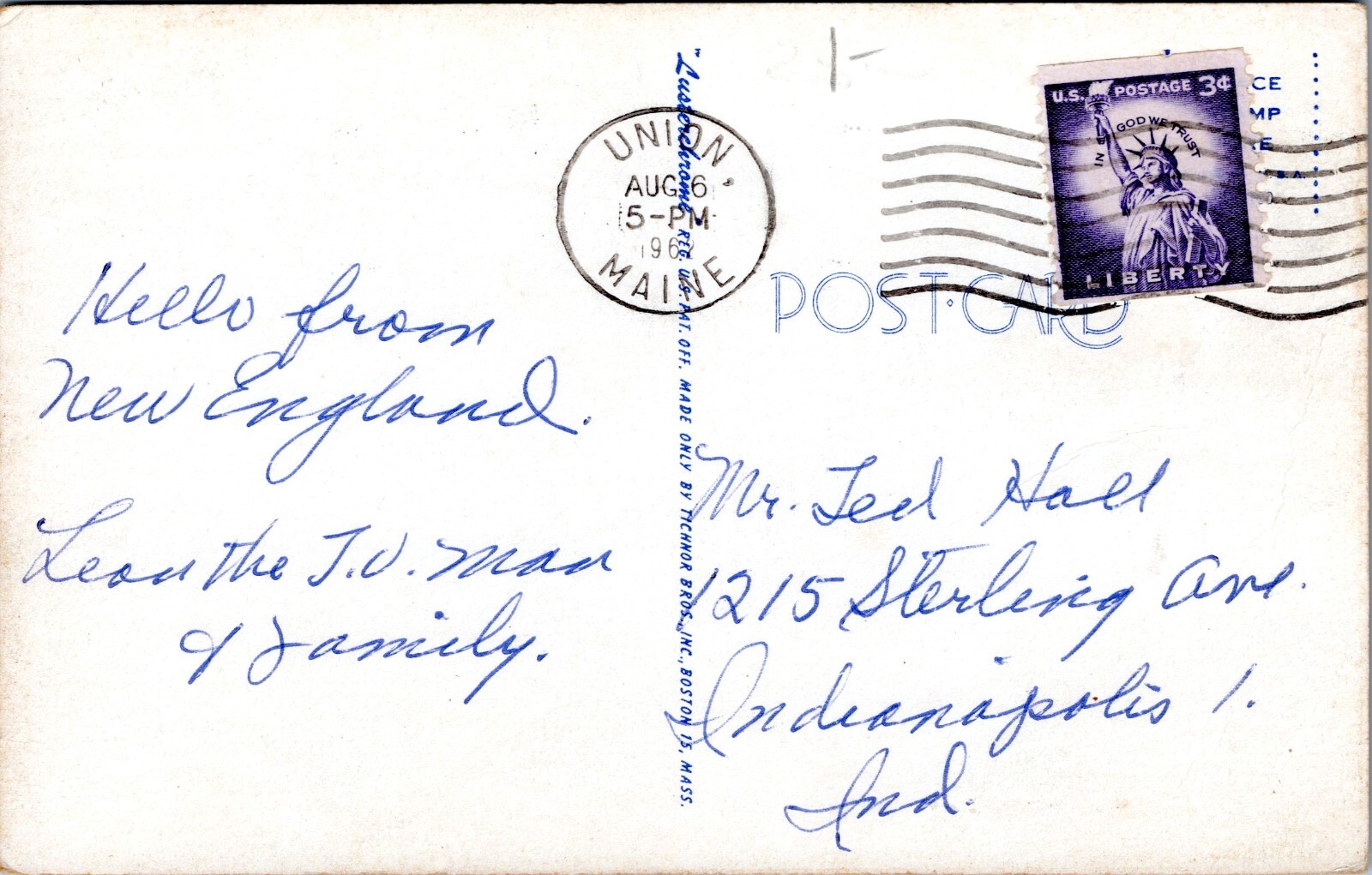 Greetings from Maine – Chrome Banner Postcard – Posted 1962