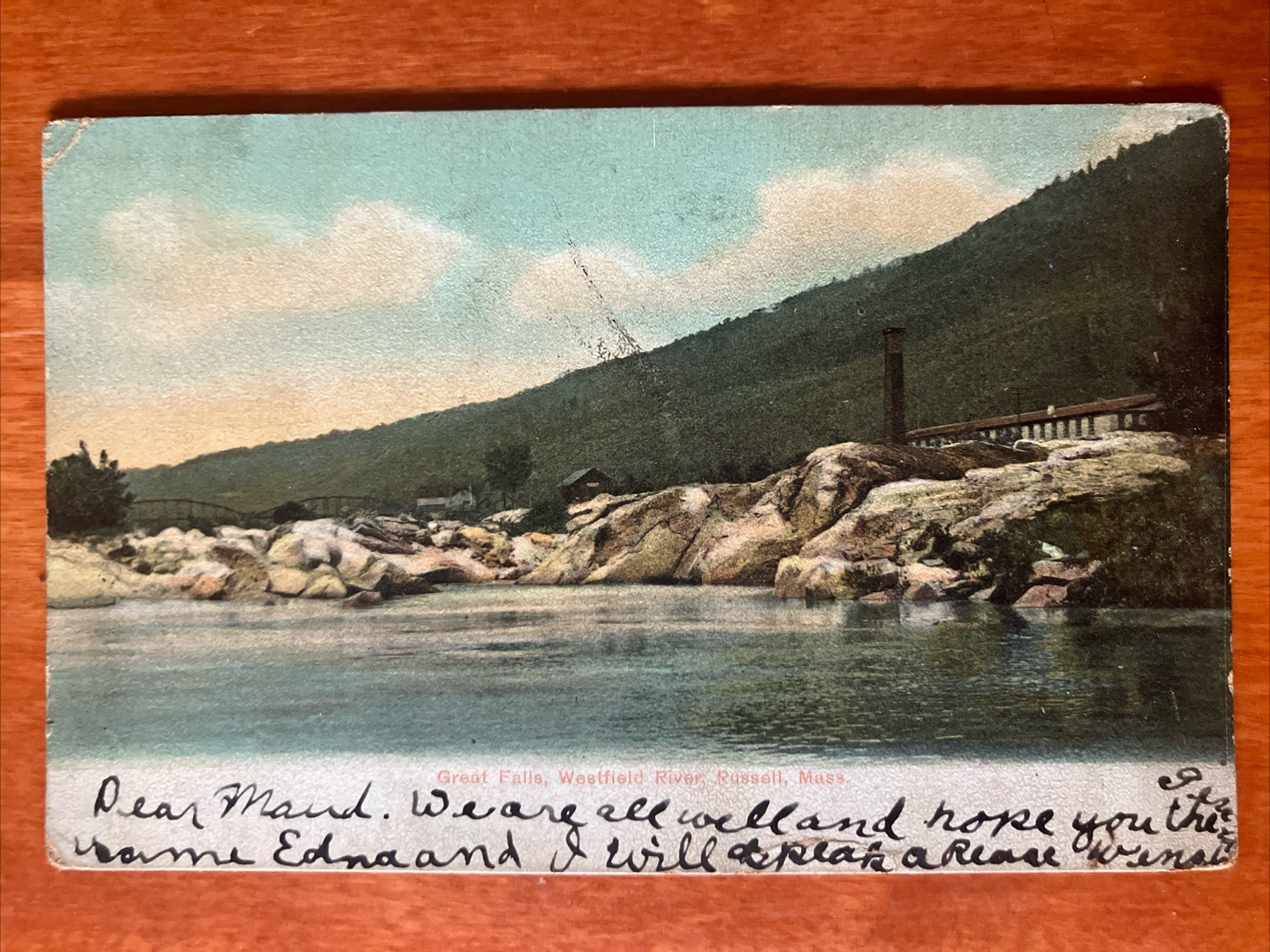 1907 Great Falls Westfield River Russell MA Postcard PC4