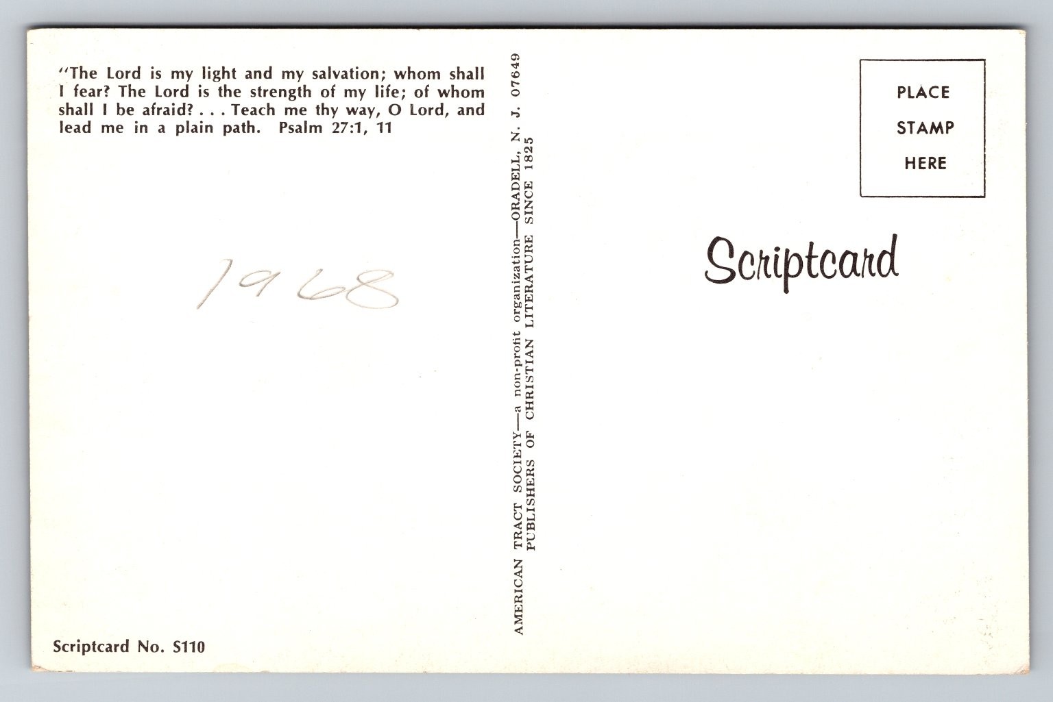 Scriptcard Lighthouse Postcard Photochrome Standard Size Religious Verse