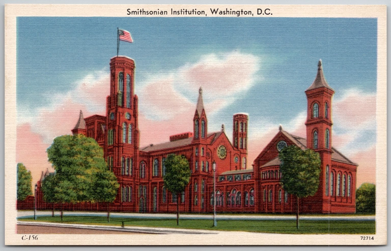 Smithsonian Institution Castle Washington D.C. Linen Postcard