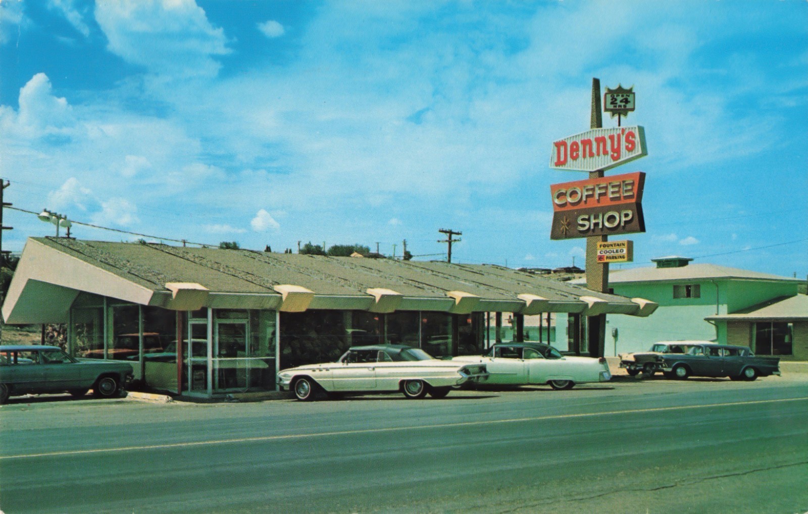 Gallup NM Route 66 Roadside America Postcard Denny’s Kristy’s Coffee Shop 1960s