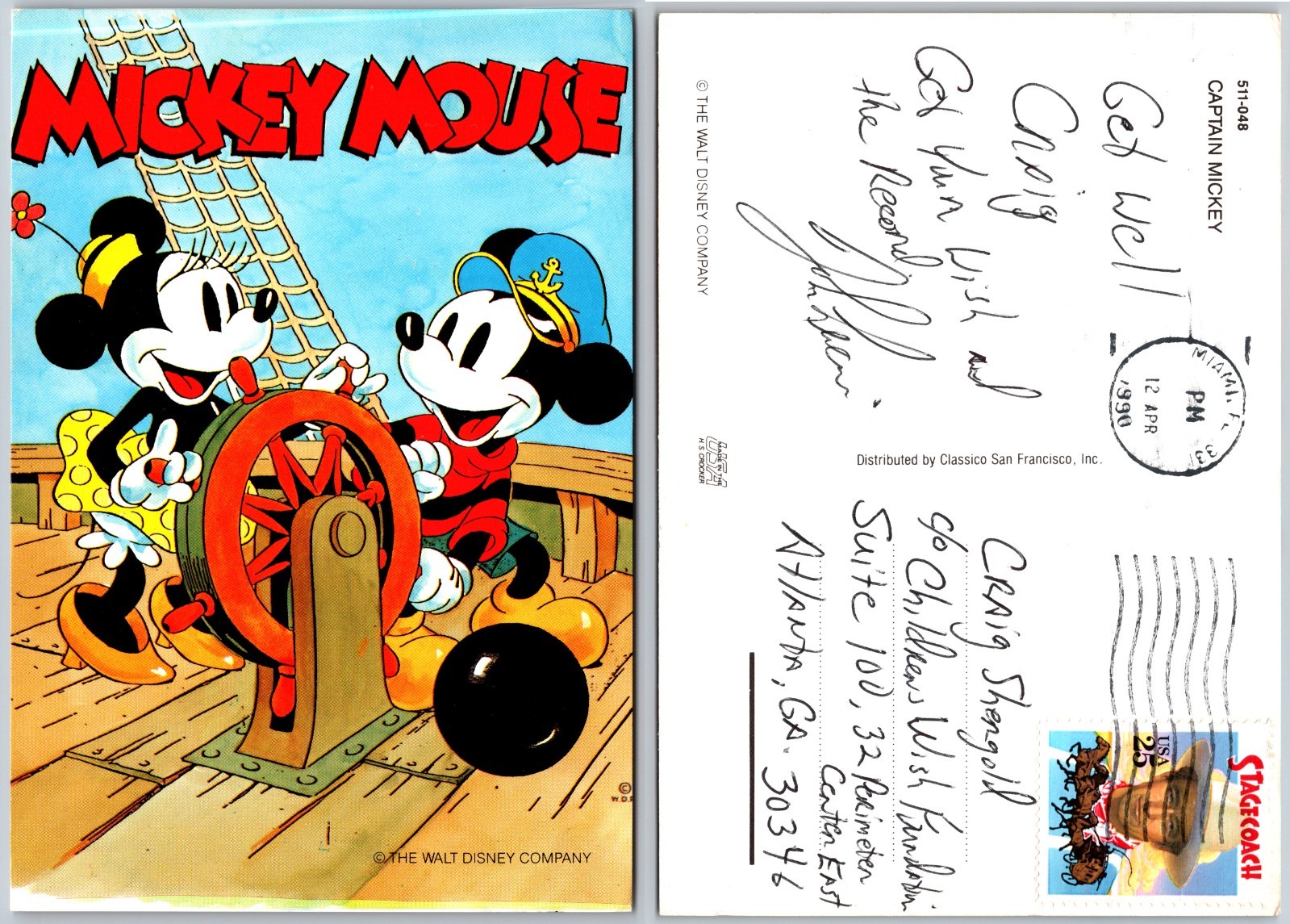 Continental Mickey Mouse Postcard