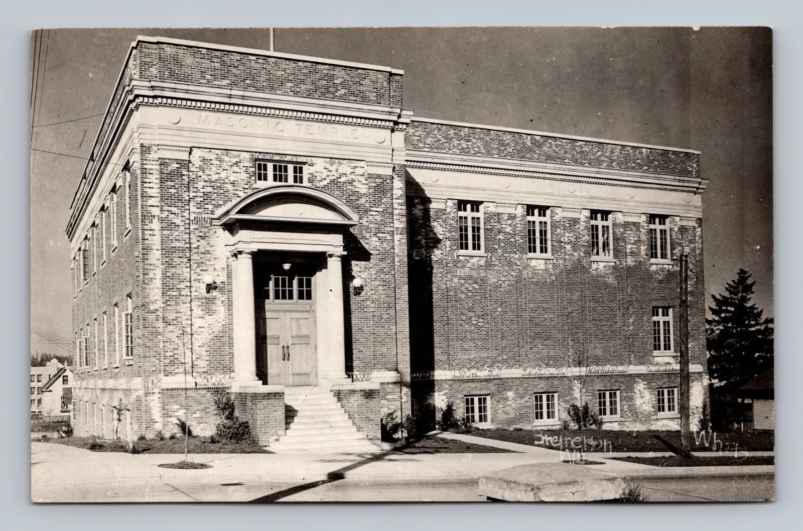 Bremerton WA Masonic Temple Lodge Building Architecture Real Photo RPPC Postcard