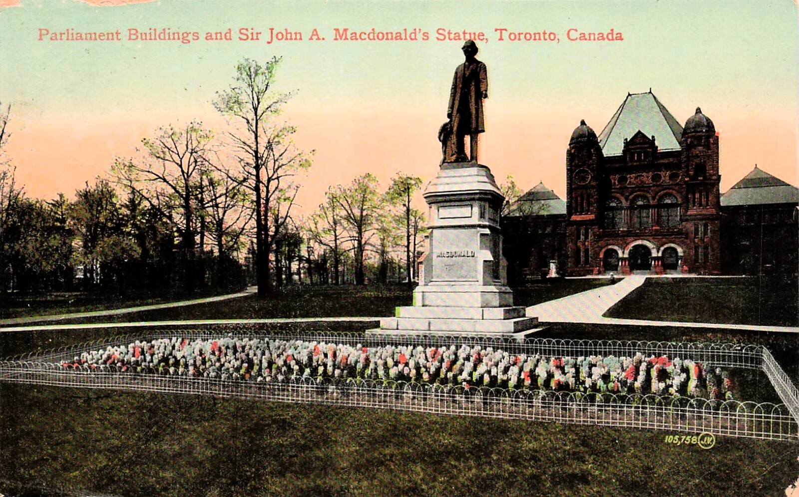 Sir John A Macdonald Removed Statue to Cedar Springs Michigan Vtg Postcard F54