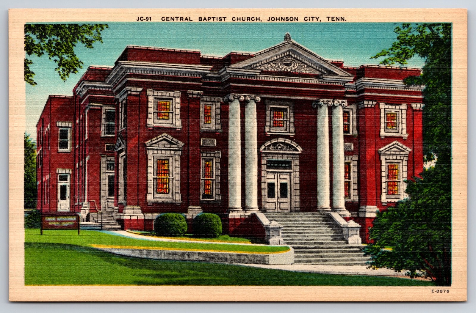 Central Baptist Church Johnson City Tennessee Postcard