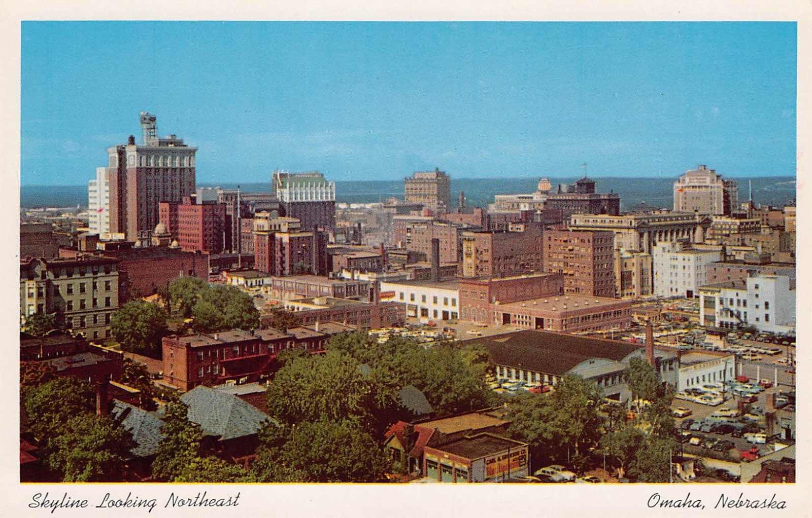 Omaha Nebraska NE Skyline Looking Northeast Birdseye View Chrome Postcard