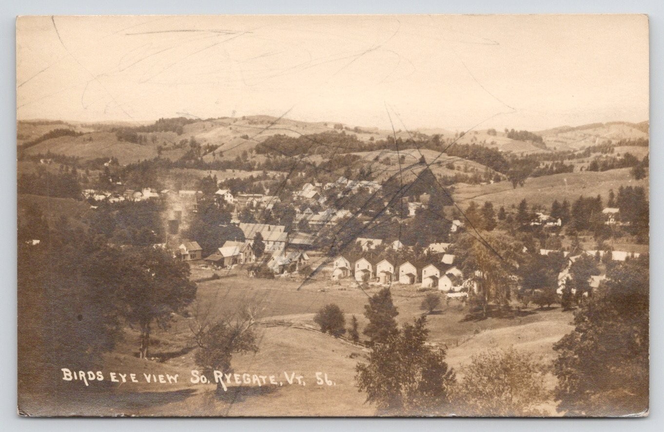 RPPC Birds Eye View South Ryegate VT 1910 Eastern Illustrating Co. Aerial View