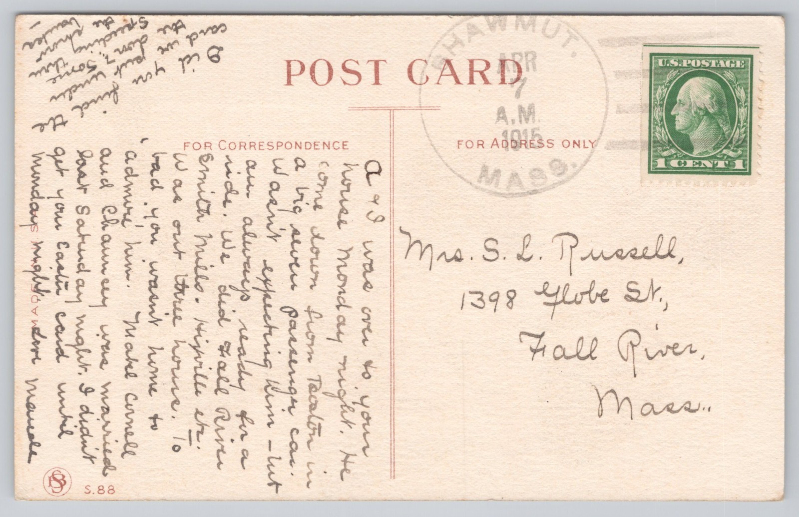 Vintage Comic Postcard 1915 Postmarked Shawmut Mass Won’t ye be me Mollie O