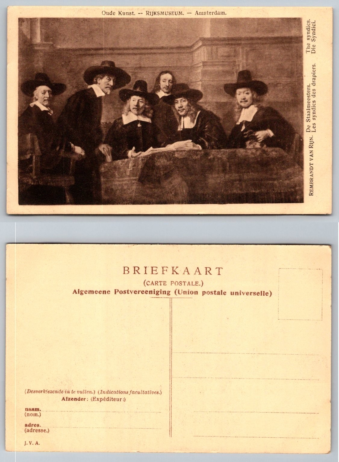 Rembrandt De Staalmeesters Rijksmuseum Amsterdam Art Postcard