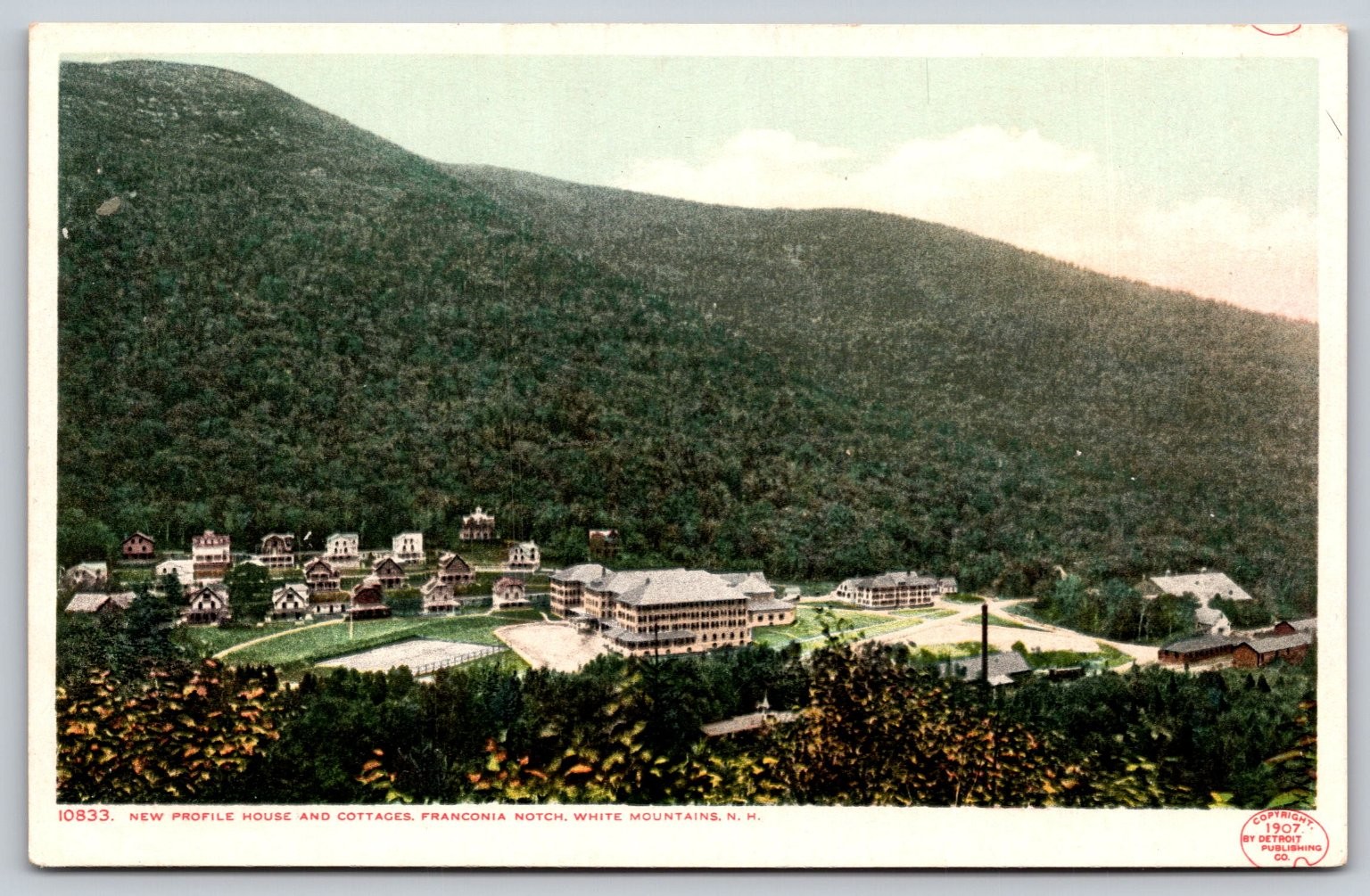 1907 New Profile House Cottages Franconia Notch White Mts NH Postcard BB393