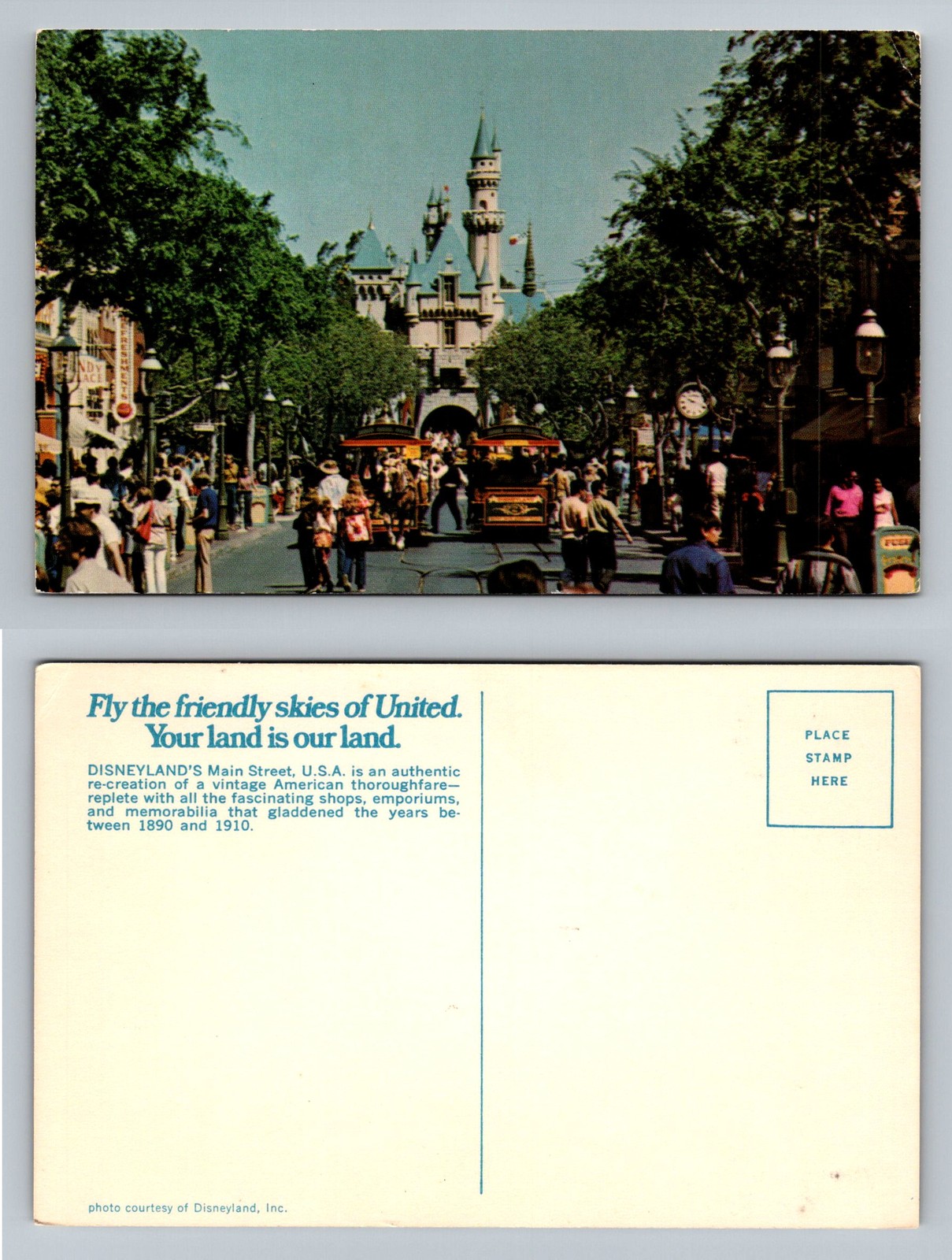 Anaheim, CA-California, Disneyland Busy Main Street & Castle Vintage Postcard