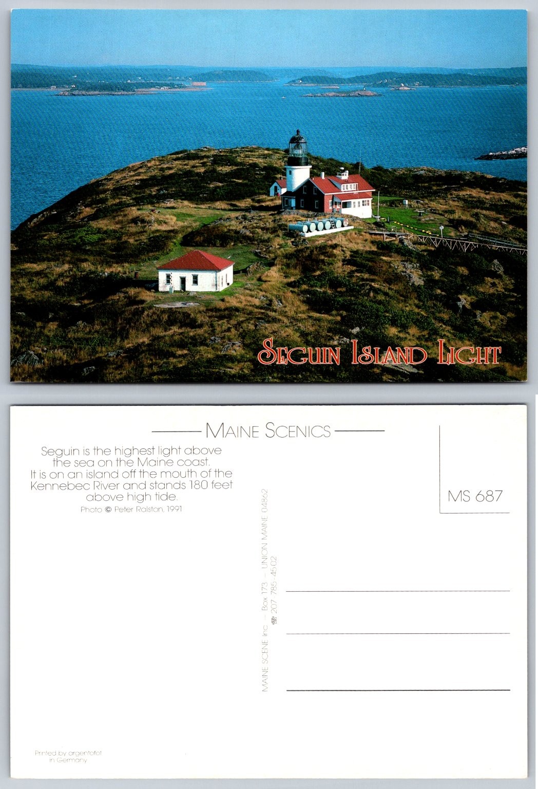Seguin Island Light Maine Coast Lighthouse Scenic View Postcard 1991