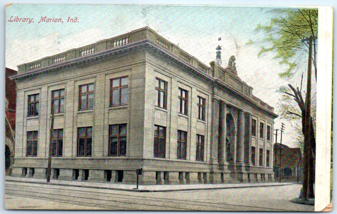 Postcard – Library, Marion, Indiana, USA