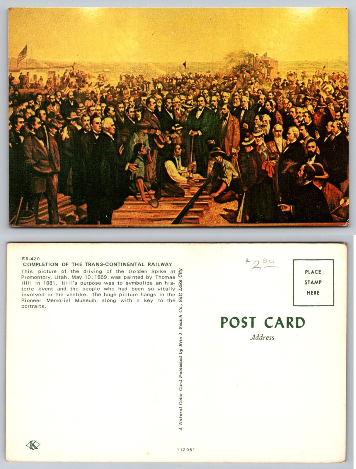 Standard Completion of the Trans-Continental Railway Promontory Utah Postcard