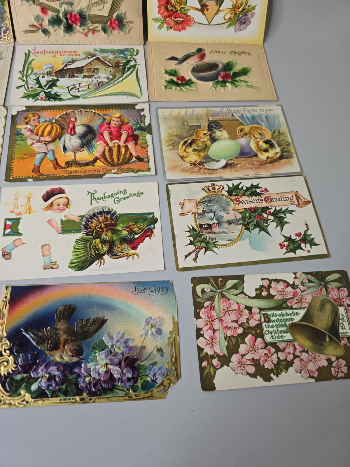 Lot Of 160 Mixed Vintage Leather Embroidered Silk Postcards Christmas Thanksgivi