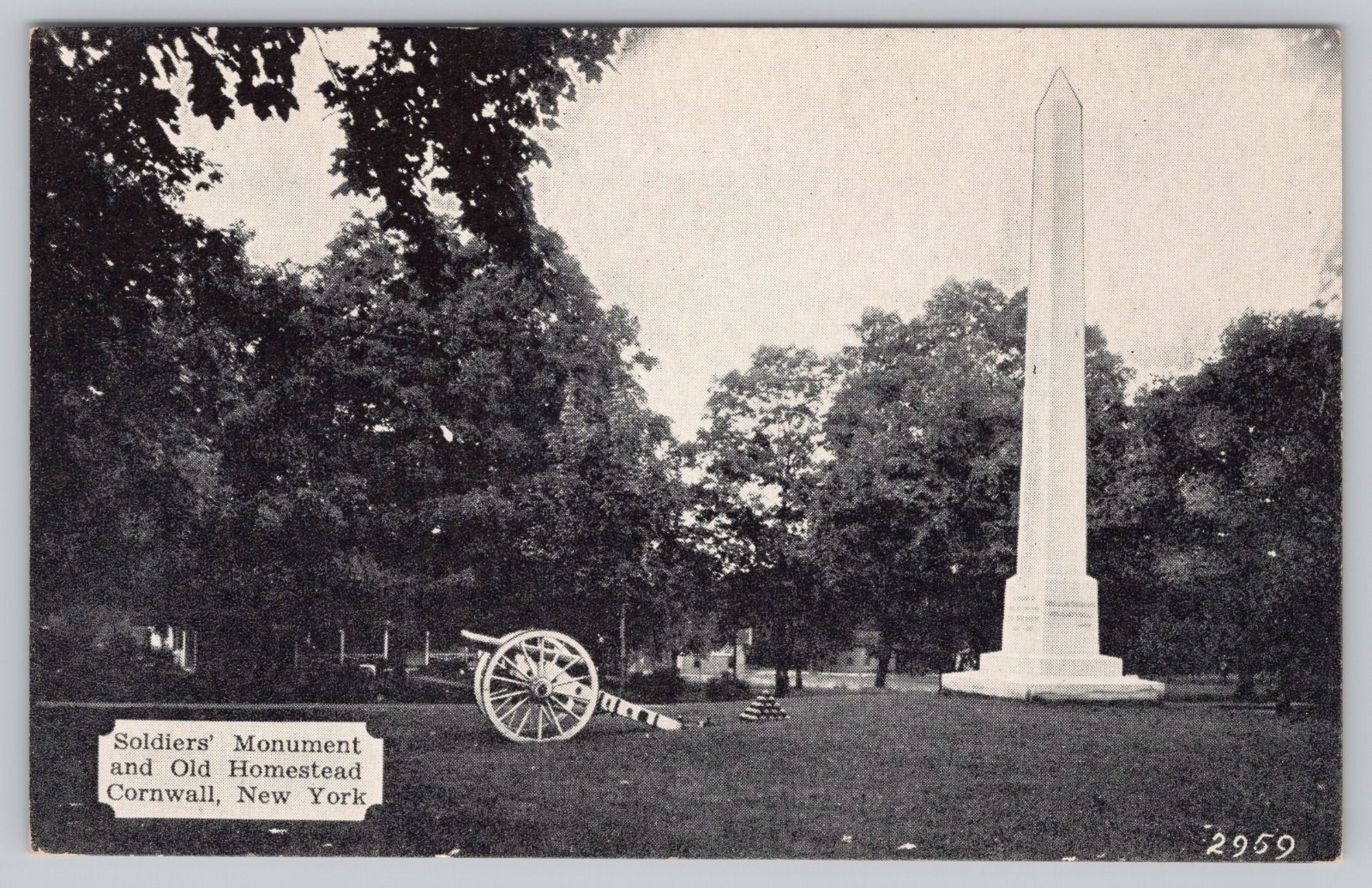 Soldiers Monument and Old Homestead, Cornwall NY New York Postcard