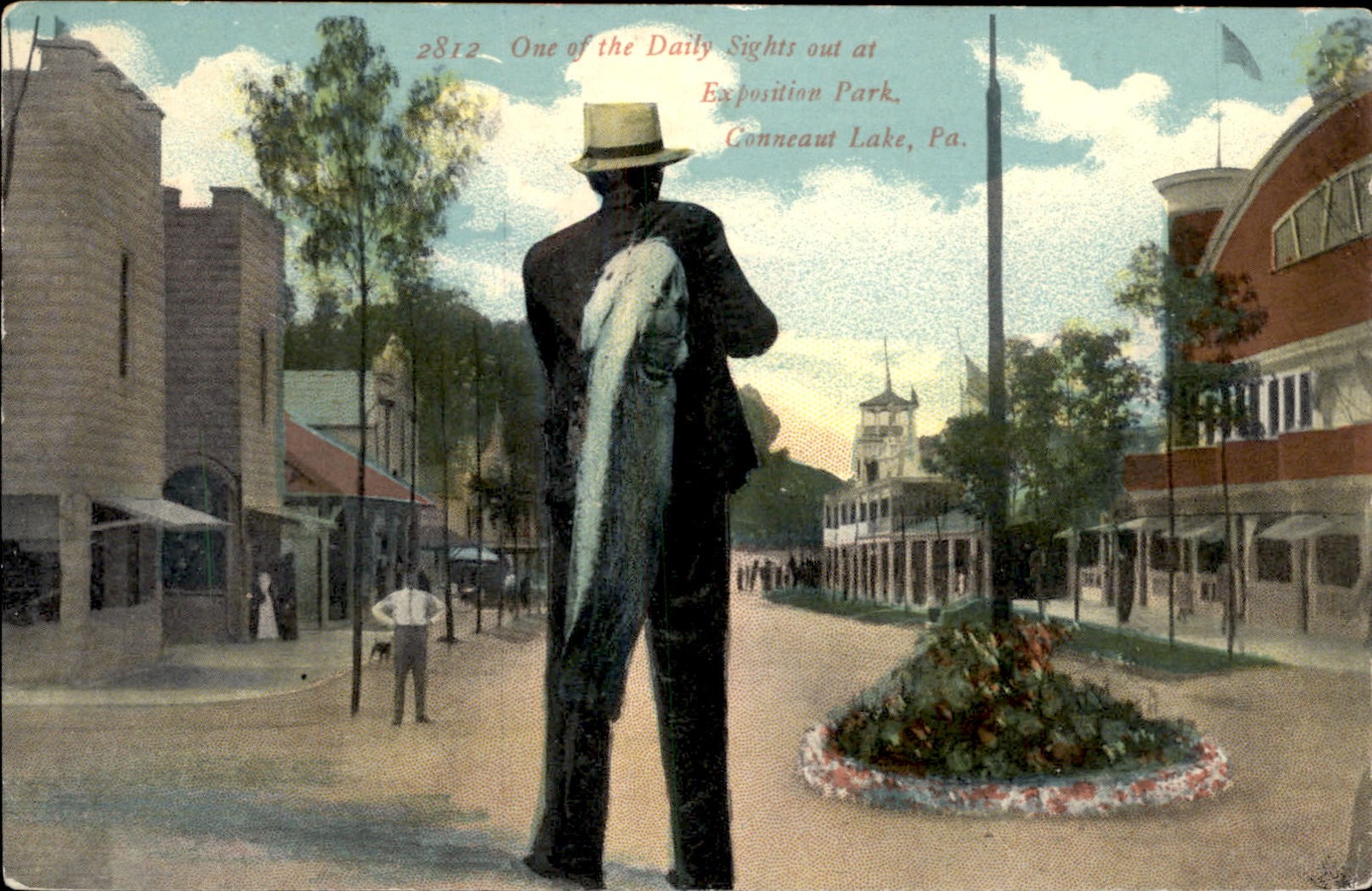 Conneaut Lake PA Daily Sights Statue H. Hamm c1900s-10s Vintage Postcard