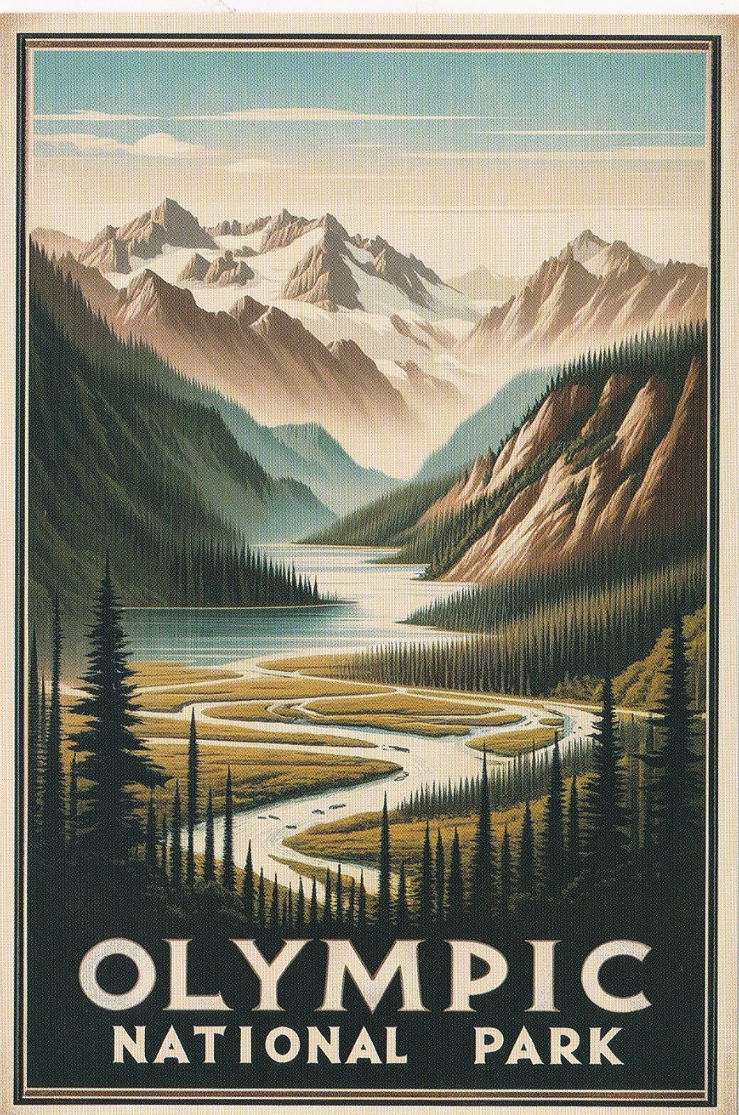 Olympic National Park Washington Art Poster Postcard