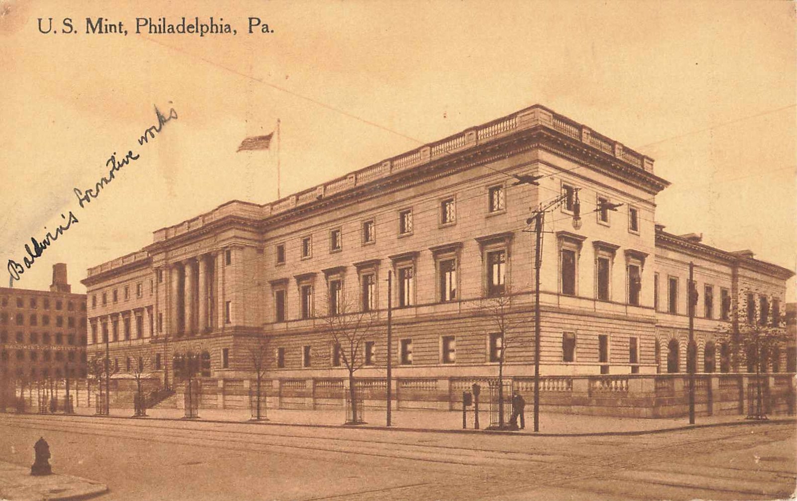 Postcard U.S. Mint Building Street View Philadelphia, Pennsylvania
